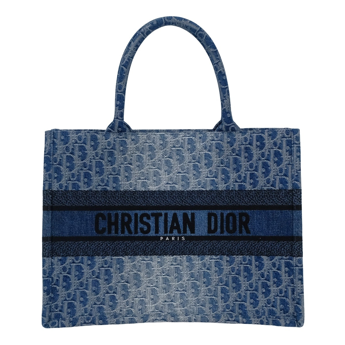 [Pre-loved] Dior tote bag Book tote Medium Blue/Noir (Black) Dior Oblique/Denim M1296ZEGC[LIKE NEW][Authentic]