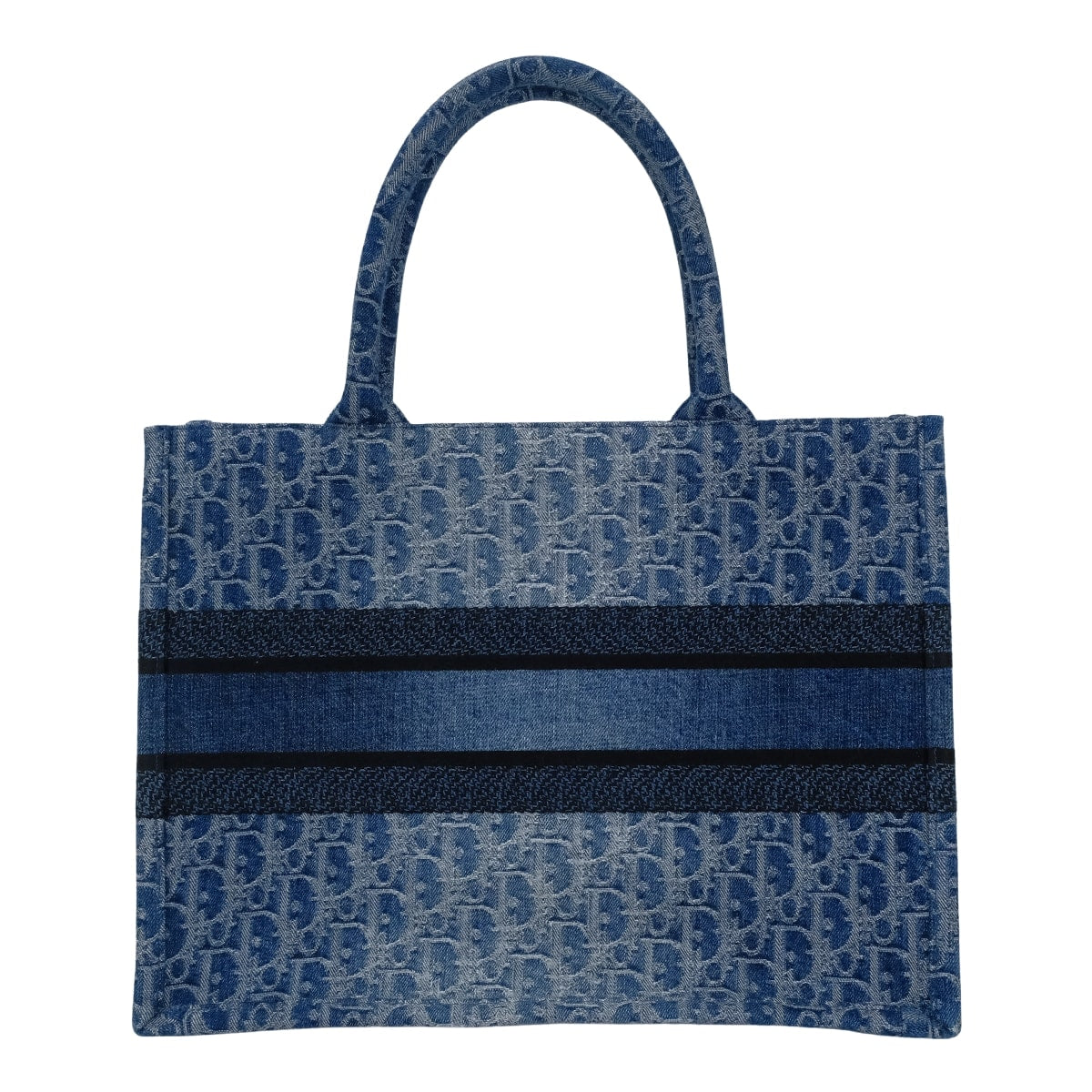 [Pre-loved] Dior tote bag Book tote Medium Blue/Noir (Black) Dior Oblique/Denim M1296ZEGC[LIKE NEW][Authentic]