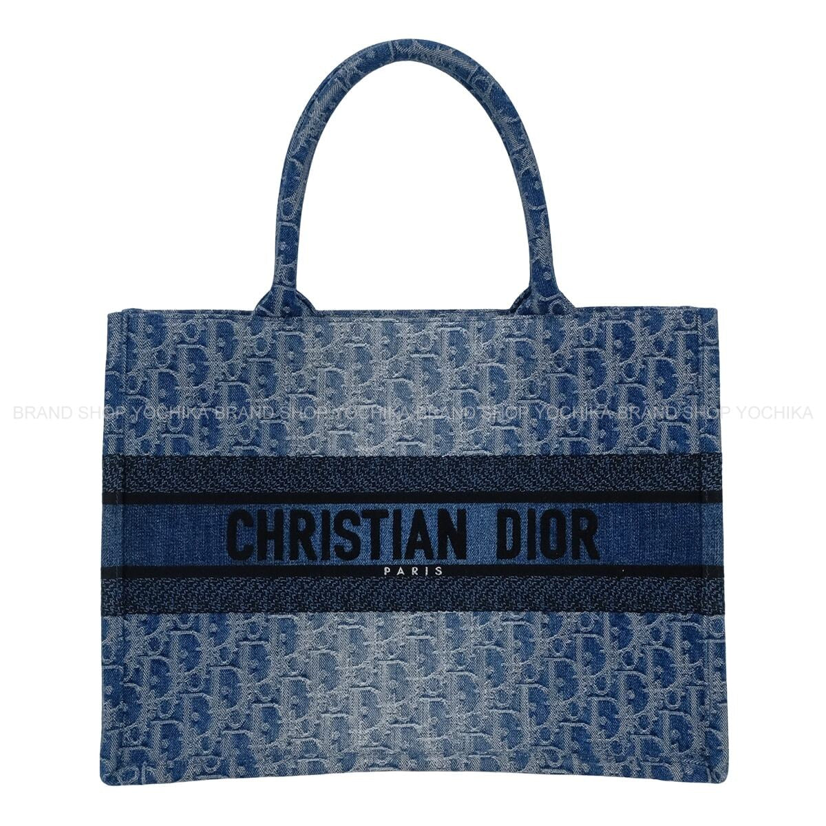 [Pre-loved] Dior tote bag Book tote Medium Blue/Noir (Black) Dior Oblique/Denim M1296ZEGC[LIKE NEW][Authentic]