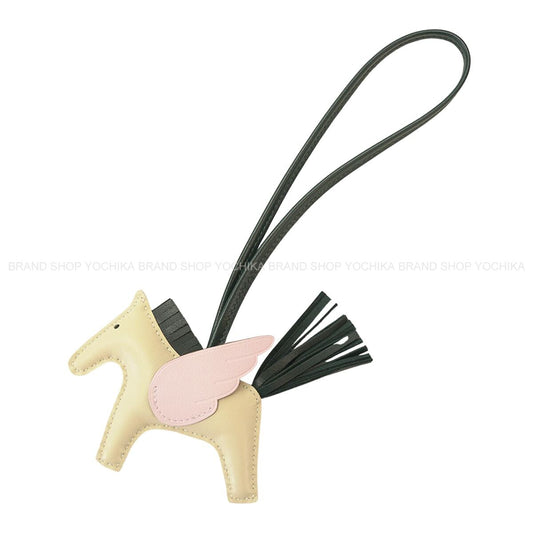 HERMES bag charm Rodeo Pegasus PM Craie/Rose Sakura/Vert Cypress Agneau Milo/Veau Swift Stamp U[EXCELLENT][Authentic]