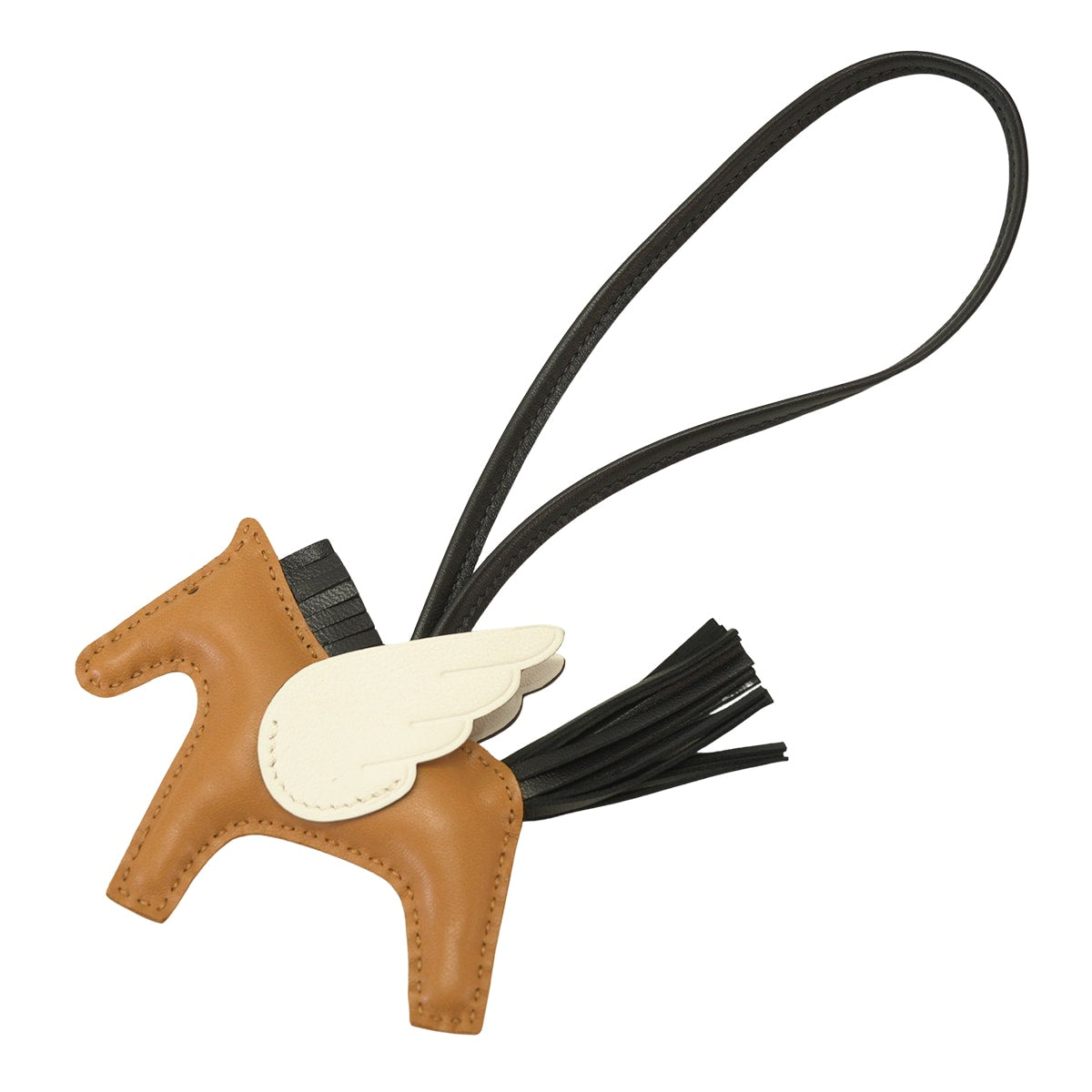 HERMES bag charm Rodeo Pegasus PM Sesami/Craie/Noir (Black) Agneau Milo/Veau Swift Stamp U[EXCELLENT][Authentic]