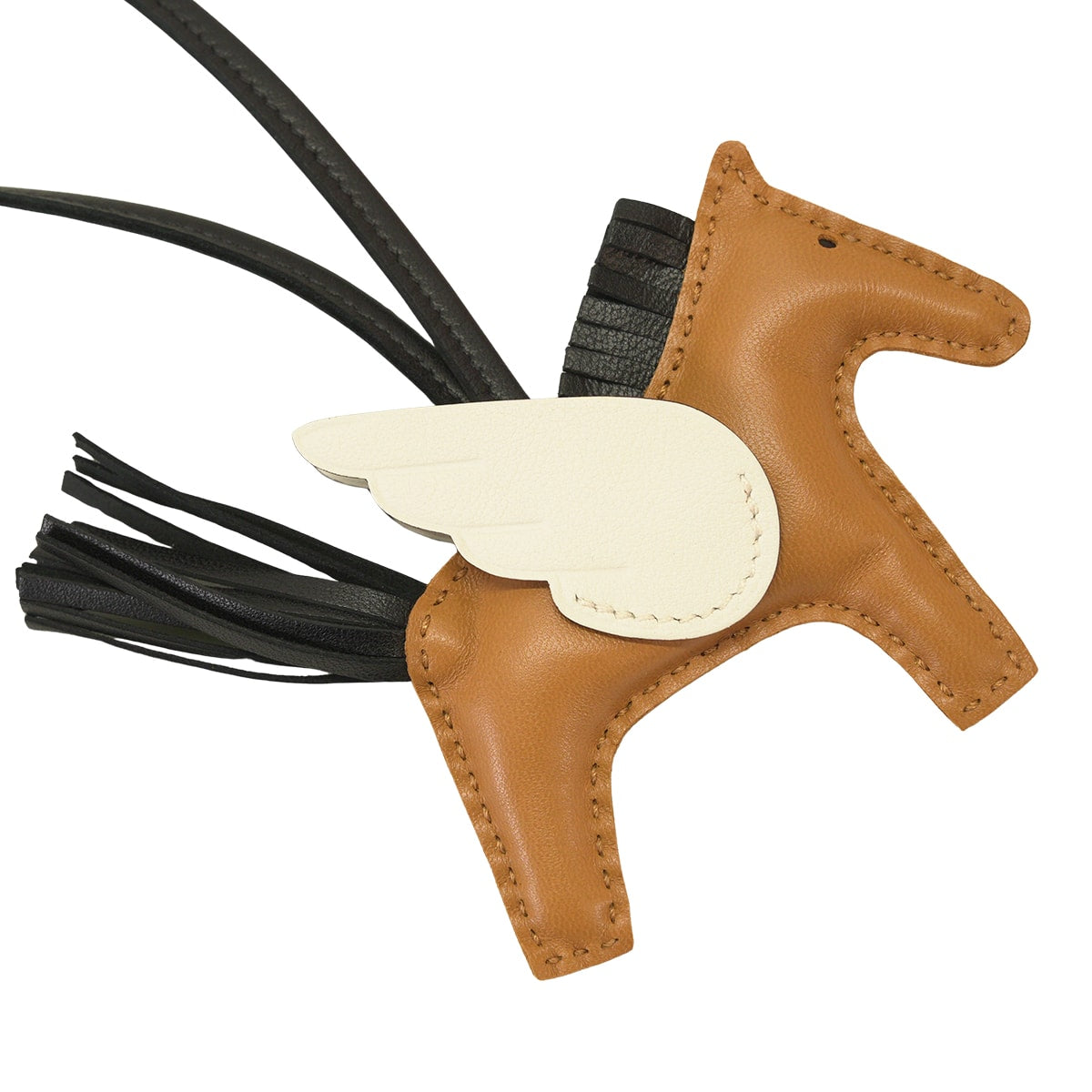 HERMES bag charm Rodeo Pegasus PM Sesami/Craie/Noir (Black) Agneau Milo/Veau Swift Stamp U[EXCELLENT][Authentic]
