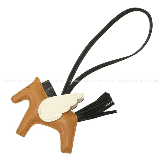 HERMES bag charm Rodeo Pegasus PM Sesami/Craie/Noir (Black) Agneau Milo/Veau Swift Stamp U[EXCELLENT][Authentic]