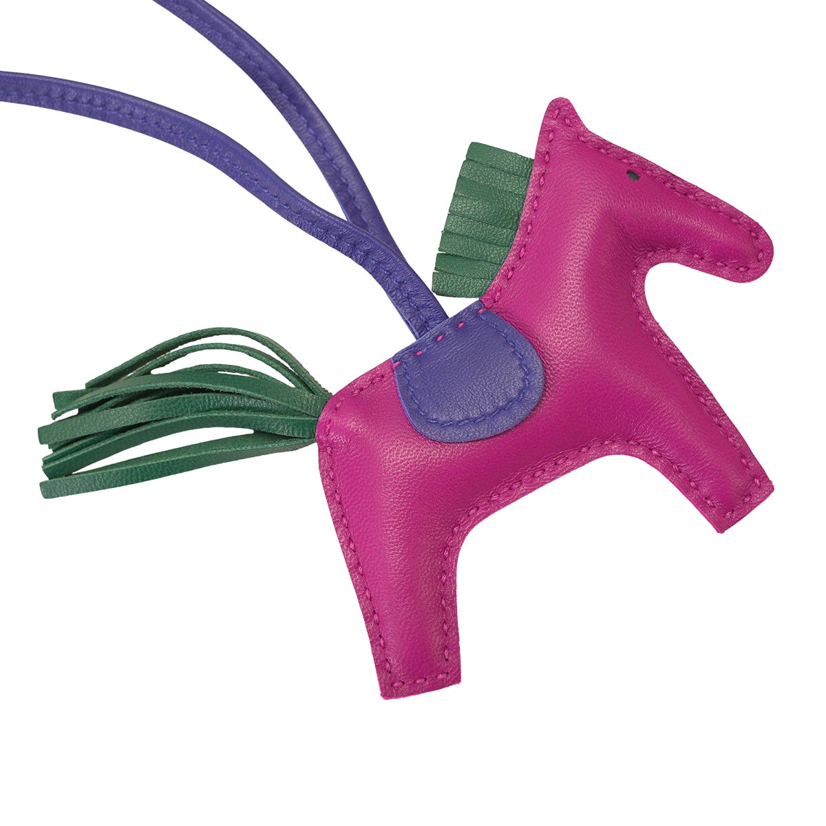 HERMES bag charm Rodeo PM Rose Purple/Malachite/Bleu Electrique Agneau Milo Stamp A[EXCELLENT][Authentic]
