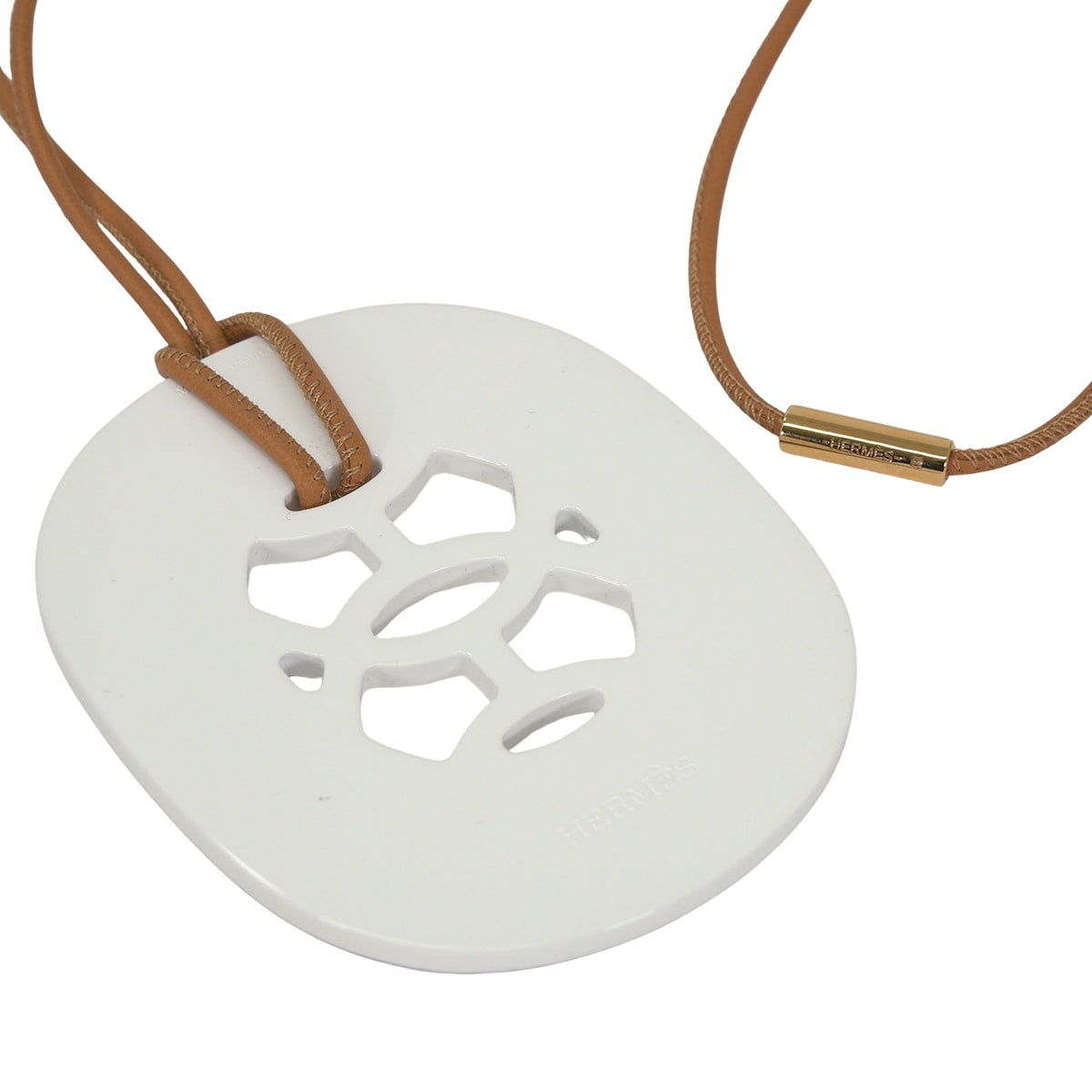 HERMES necklace Lift GM Animal Camouflage Zebra Blanc (White)/Sesami Buffalo Horn/Lacquer Gold HW[EXCELLENT][Authentic]