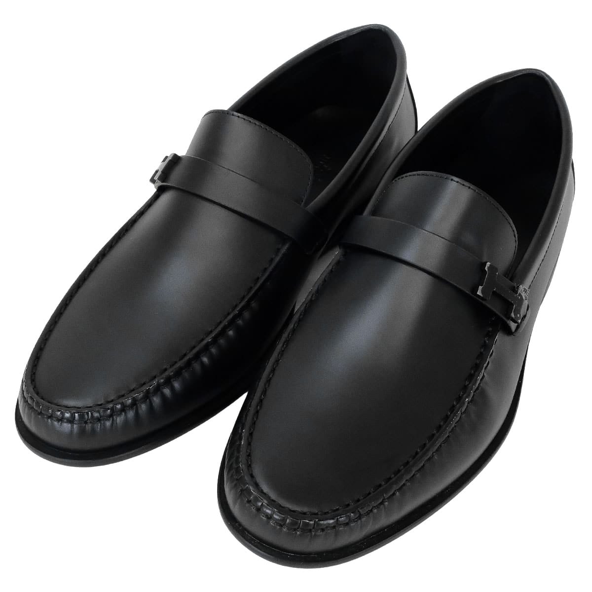 HERMES loafers Mens Loafer Moccasins IDEM Noir (Black) Calfskin #39 Black HW[EXCELLENT][Authentic]