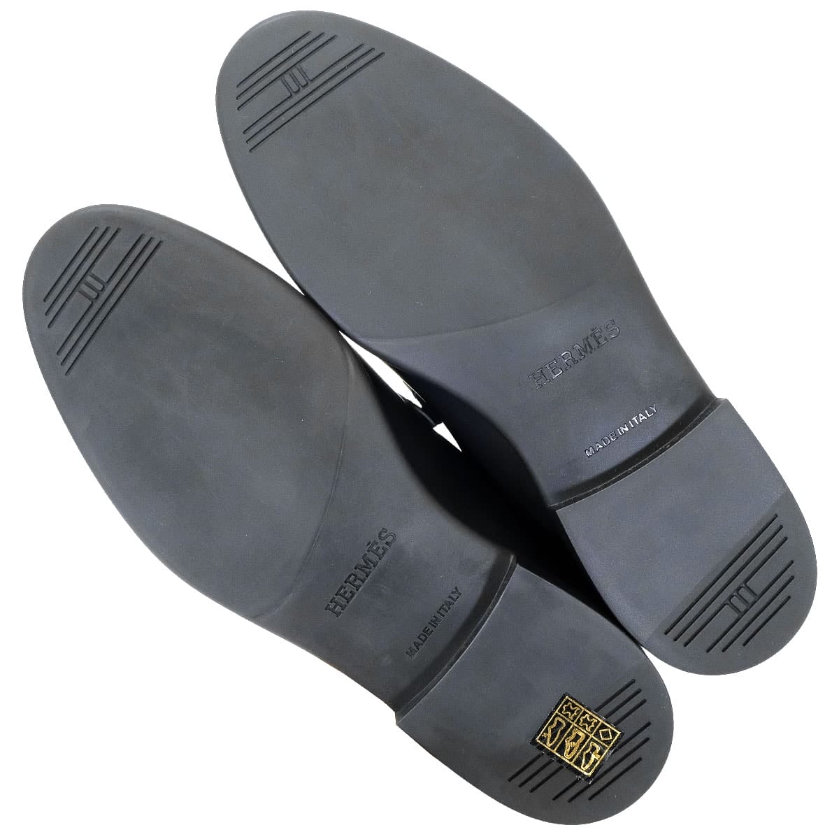 HERMES loafers Mens Loafer Moccasins IDEM Noir (Black) Calfskin #39 Black HW[EXCELLENT][Authentic]
