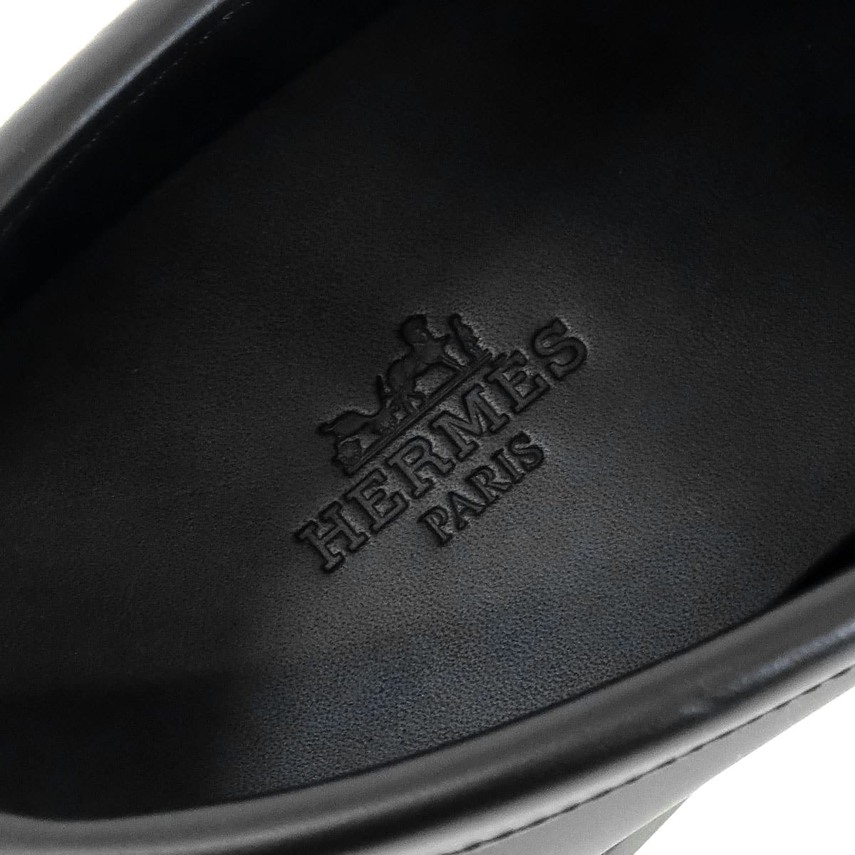 HERMES loafers Mens Loafer Moccasins IDEM Noir (Black) Calfskin #39 Black HW[EXCELLENT][Authentic]