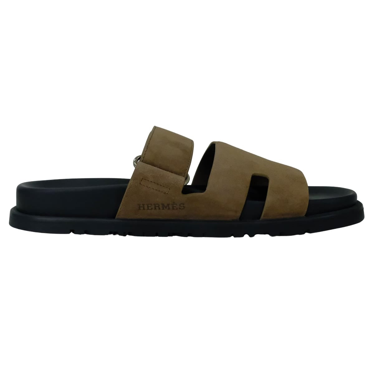 [Pre-loved] HERMES sandals Men's Chypre Etoupe Suede/Rubber #39 Silver HW[LIKE NEW][Authentic]
