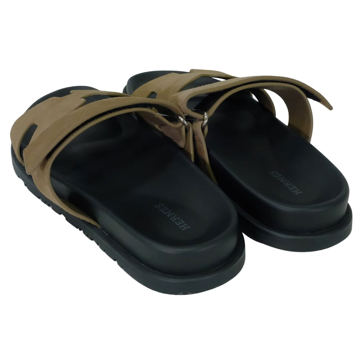 [Pre-loved] HERMES sandals Men's Chypre Etoupe Suede/Rubber #39 Silver HW[LIKE NEW][Authentic]