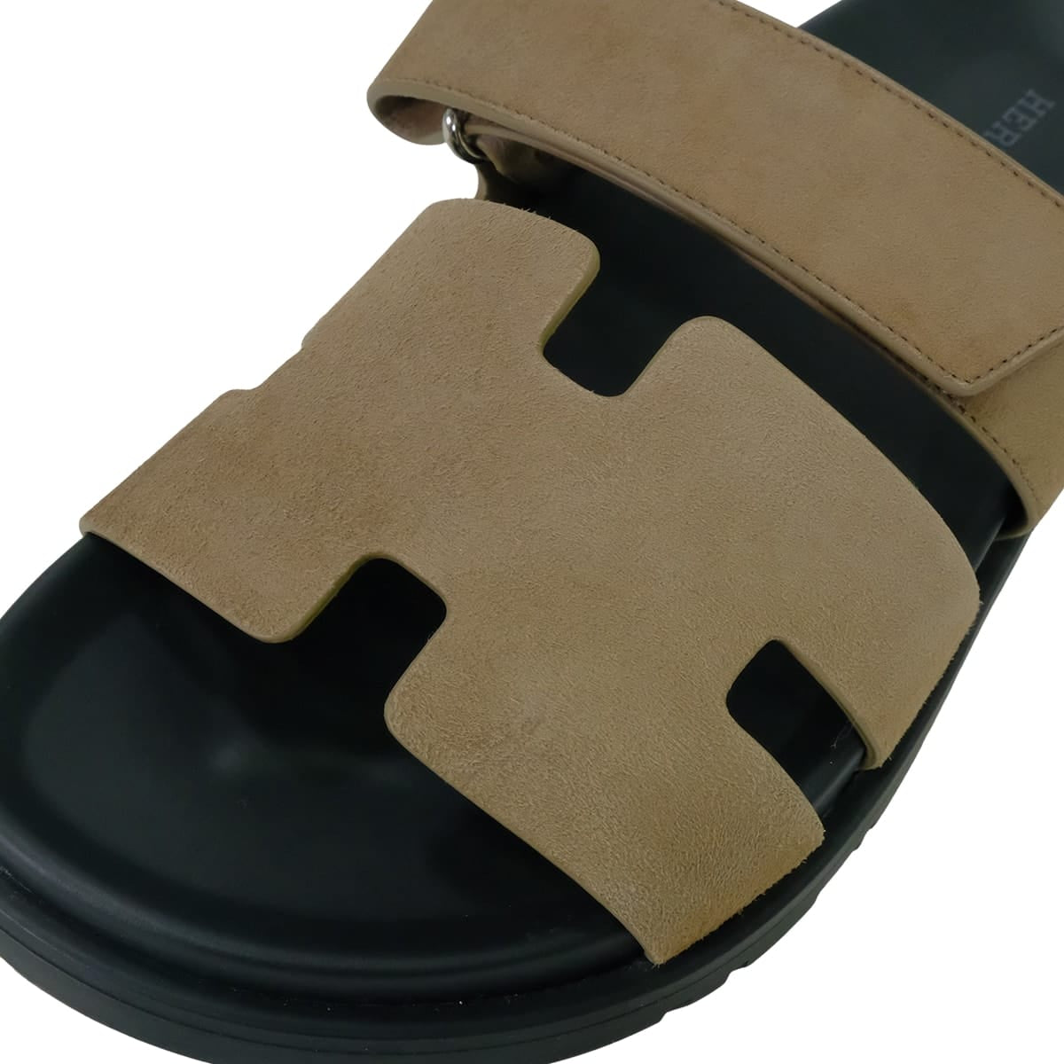 [Pre-loved] HERMES sandals Men's Chypre Etoupe Suede/Rubber #39 Silver HW[LIKE NEW][Authentic]