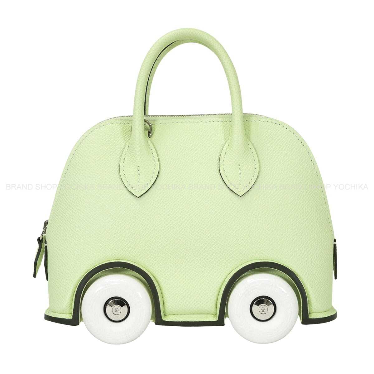 HERMES Handbag Bolide on wheels Mini 20 Vert Fizz/Blanc (White) Veau Epsom Silver HW Stamp U[EXCELLENT][Authentic]