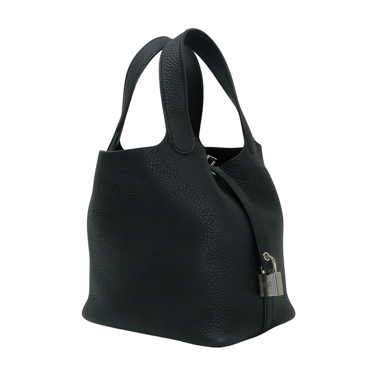 HERMES Handbag Picotin Lock 18 PM Noir (Black) Taurillon Clemence Silver HW Stamp U[EXCELLENT][Authentic]
