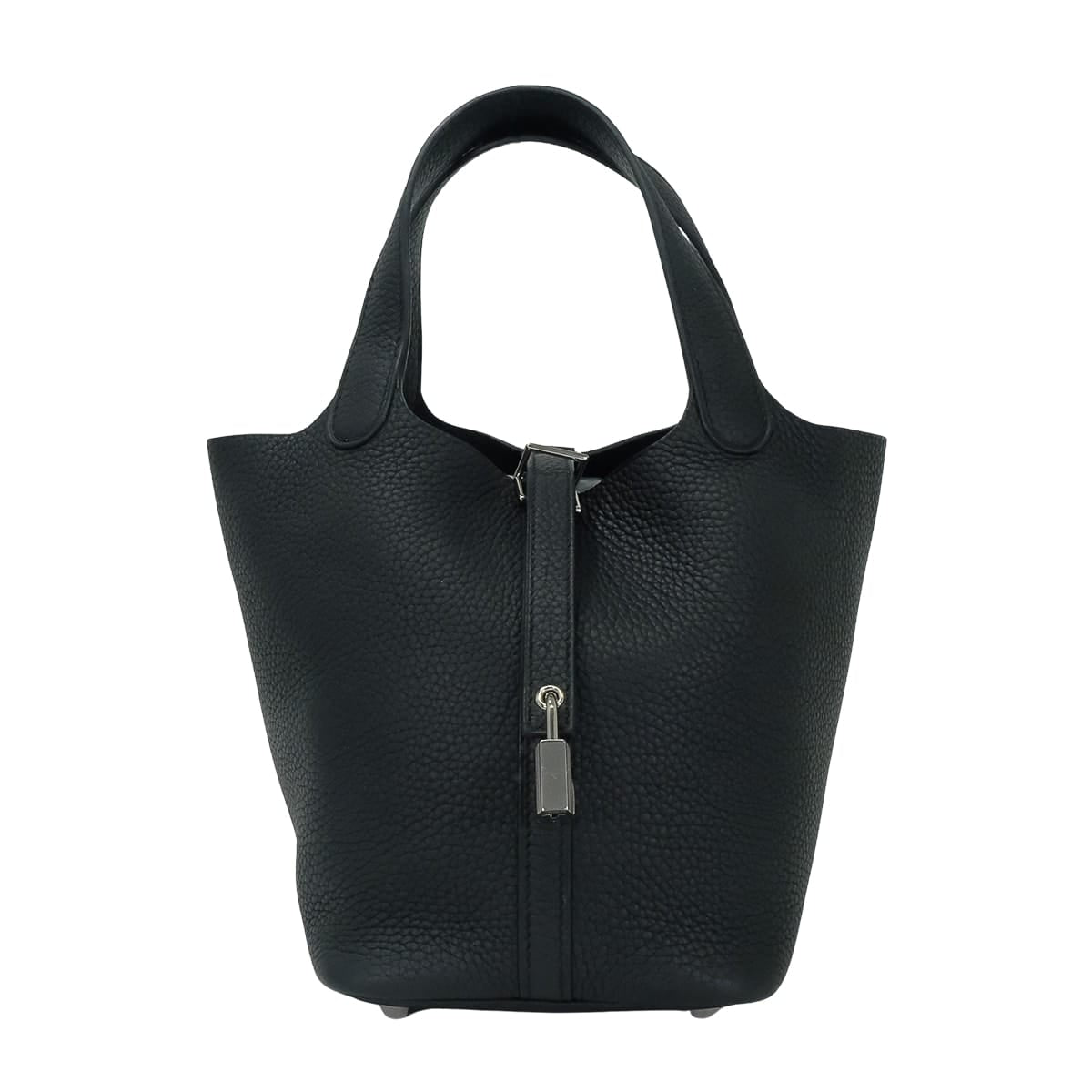 HERMES Handbag Picotin Lock 18 PM Noir (Black) Taurillon Clemence Silver HW Stamp U[EXCELLENT][Authentic]