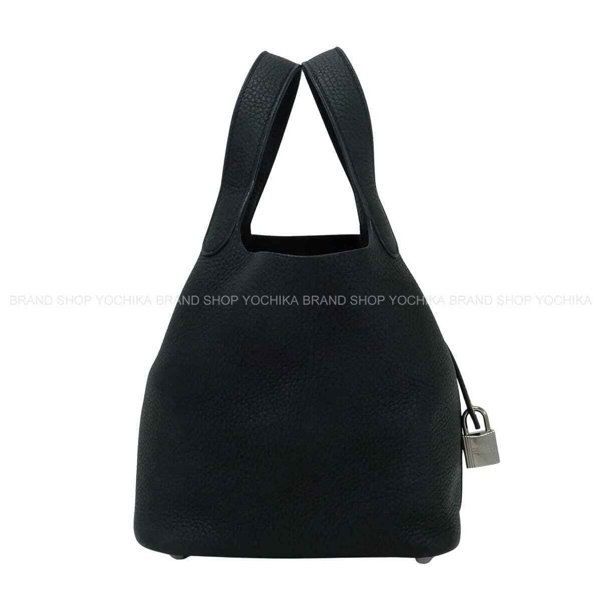 HERMES Handbag Picotin Lock 18 PM Noir (Black) Taurillon Clemence Silver HW Stamp U[EXCELLENT][Authentic]