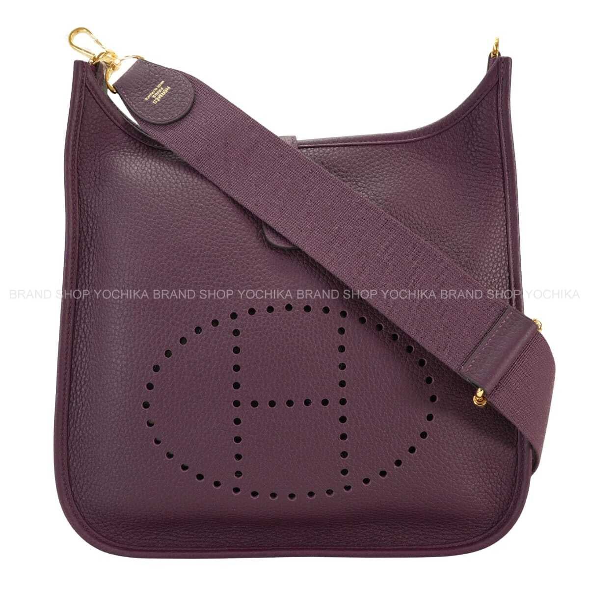 HERMES Shoulder bag Evelyne 29 PM Cassis Taurillon Clemence Gold HW Stamp U[EXCELLENT][Authentic]