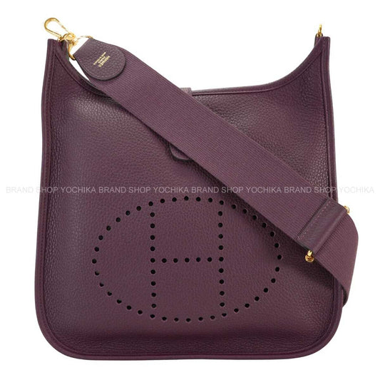 HERMES Shoulder bag Evelyne 29 PM Cassis Taurillon Clemence Gold HW Stamp U[EXCELLENT][Authentic]