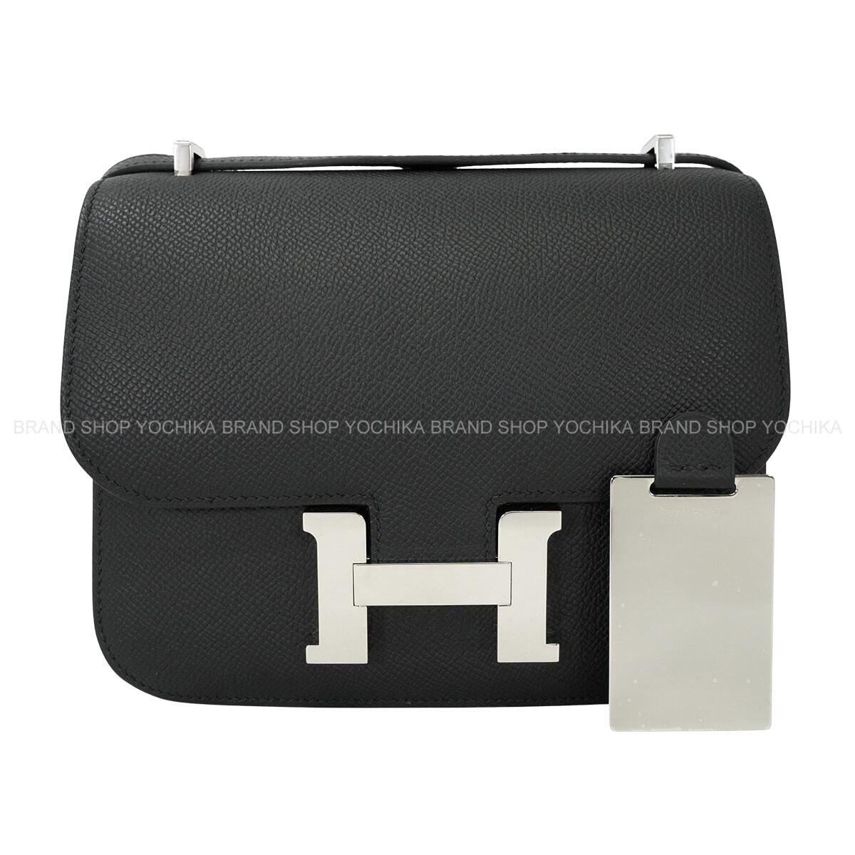 HERMES Shoulder bag Constance 3 18 Miroir Noir (Black) Veau Epsom Silver HW Stamp G[EXCELLENT][Authentic]