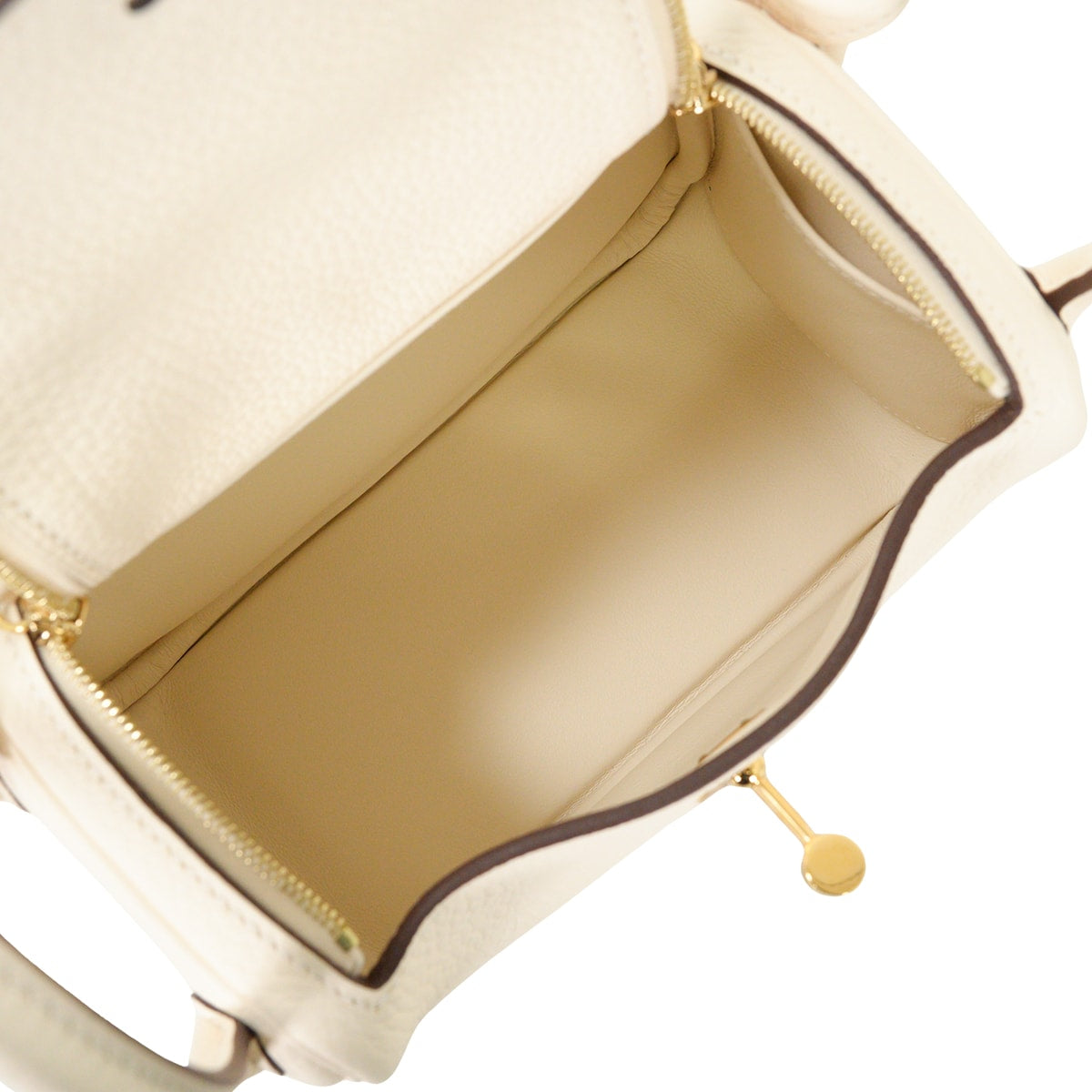 HERMES Shoulder bag Lindy mini 20 Nata Taurillon Clemence Gold HW Stamp K[EXCELLENT][Authentic]