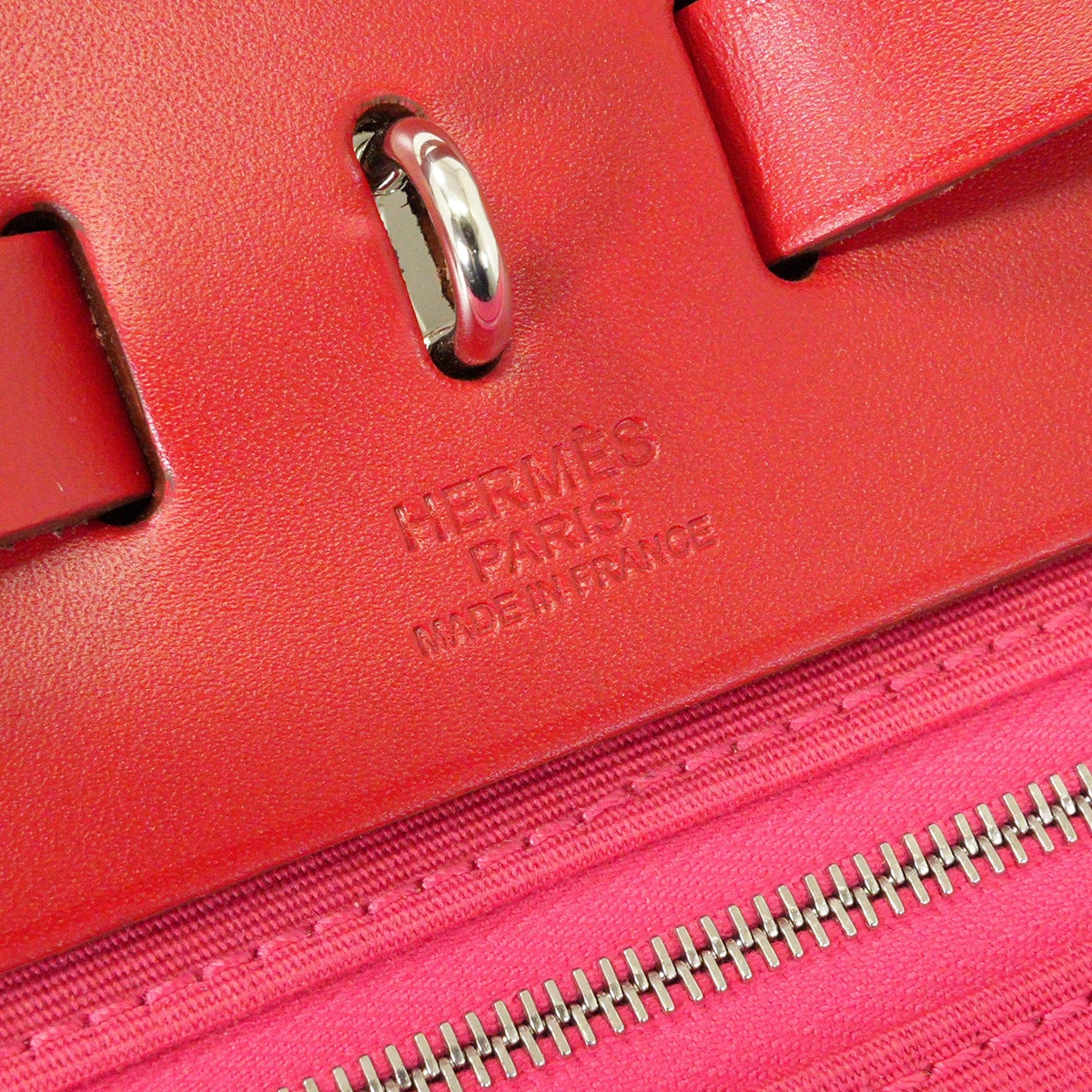 HERMES Shoulder bag HerBag Zip 31 PM Rose Mexicoe/Rouge Piment/Terre Battue Toile officier/Vache Hunter Silver HW Stamp U[EXCELLENT][Authentic]