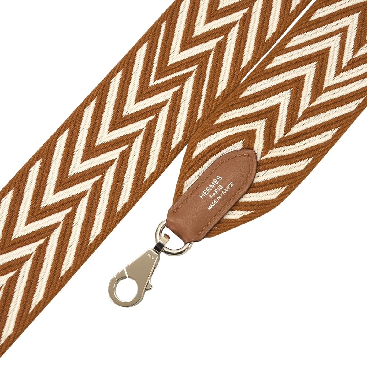 HERMES Handbag Bandouliere 50mm 105cm Sangles Zigzag Gold/Blanc (White) Toile/Veau Swift Silver HW Stamp W[EXCELLENT][Authentic]