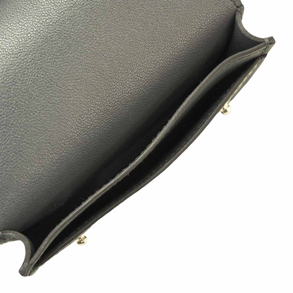 [Pre-loved] HERMES card holder Hermesnap Gris Misty Veau Swift Silver HW Stamp W[LIKE NEW][Authentic]