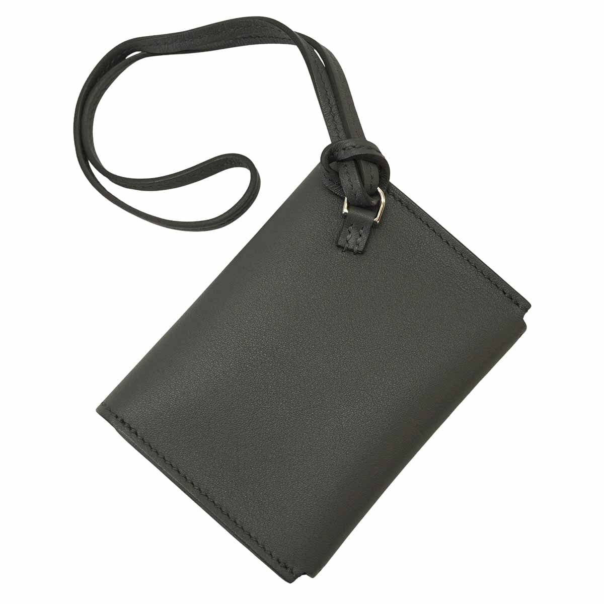 [Pre-loved] HERMES card holder Hermesnap Gris Misty Veau Swift Silver HW Stamp W[LIKE NEW][Authentic]