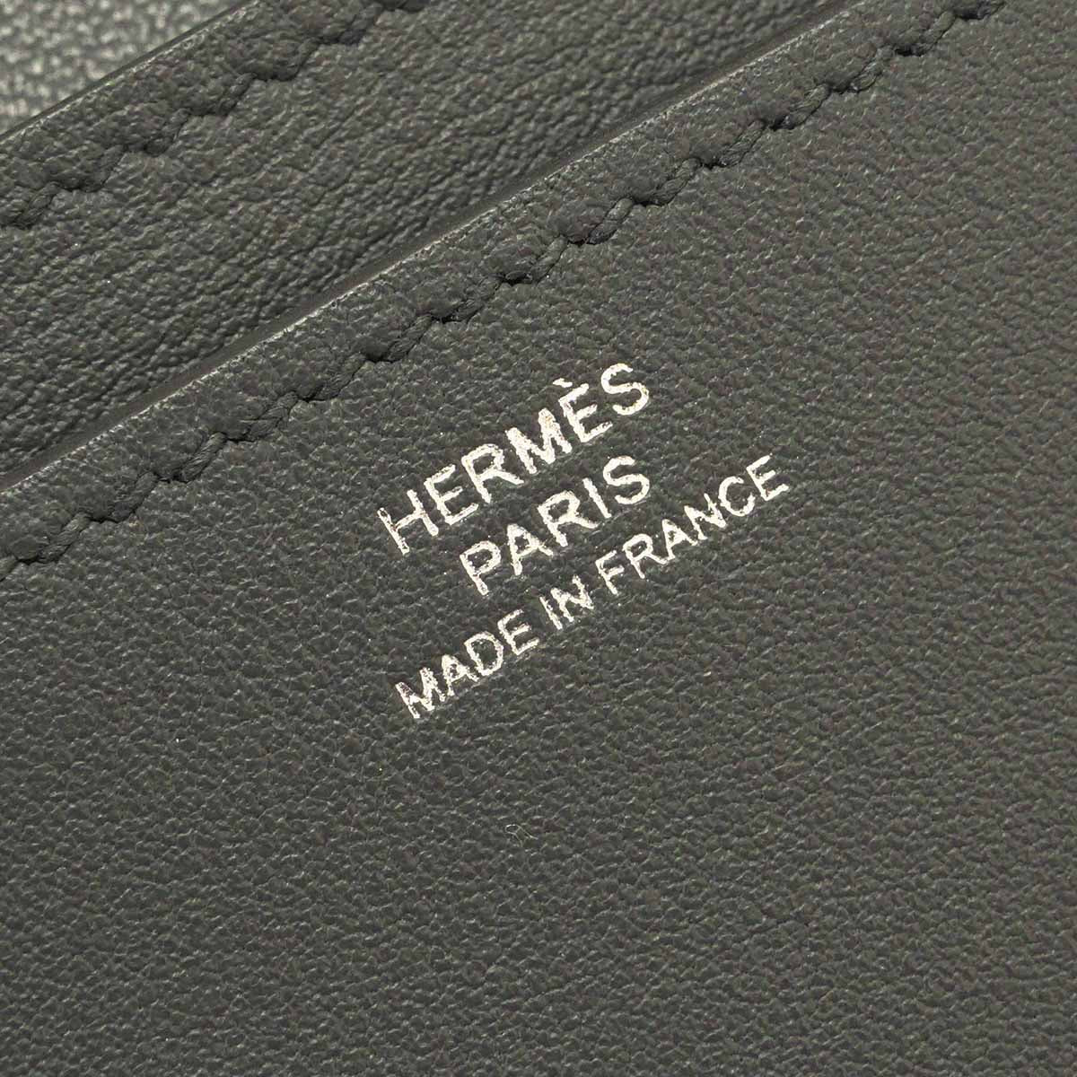 [Pre-loved] HERMES card holder Hermesnap Gris Misty Veau Swift Silver HW Stamp W[LIKE NEW][Authentic]