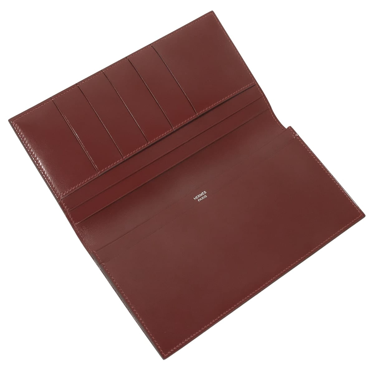 HERMES billfold MC2 Fleming Portefeuille Rouge H Box Calf Stamp X[EXCELLENT][Authentic]