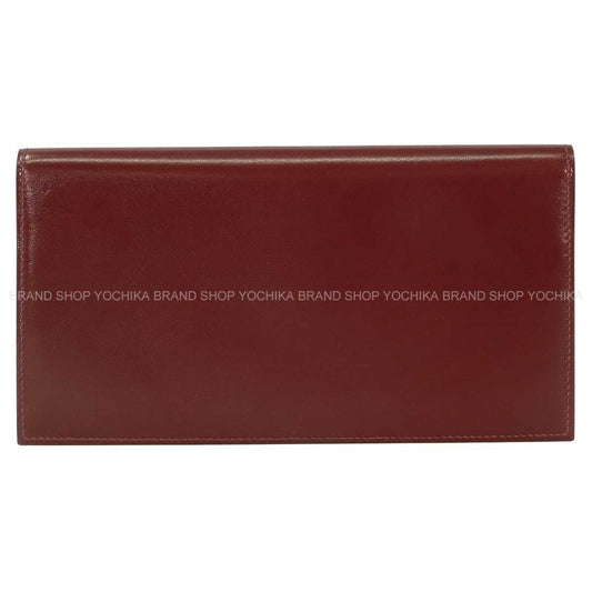 HERMES billfold MC2 Fleming Portefeuille Rouge H Box Calf Stamp X[EXCELLENT][Authentic]