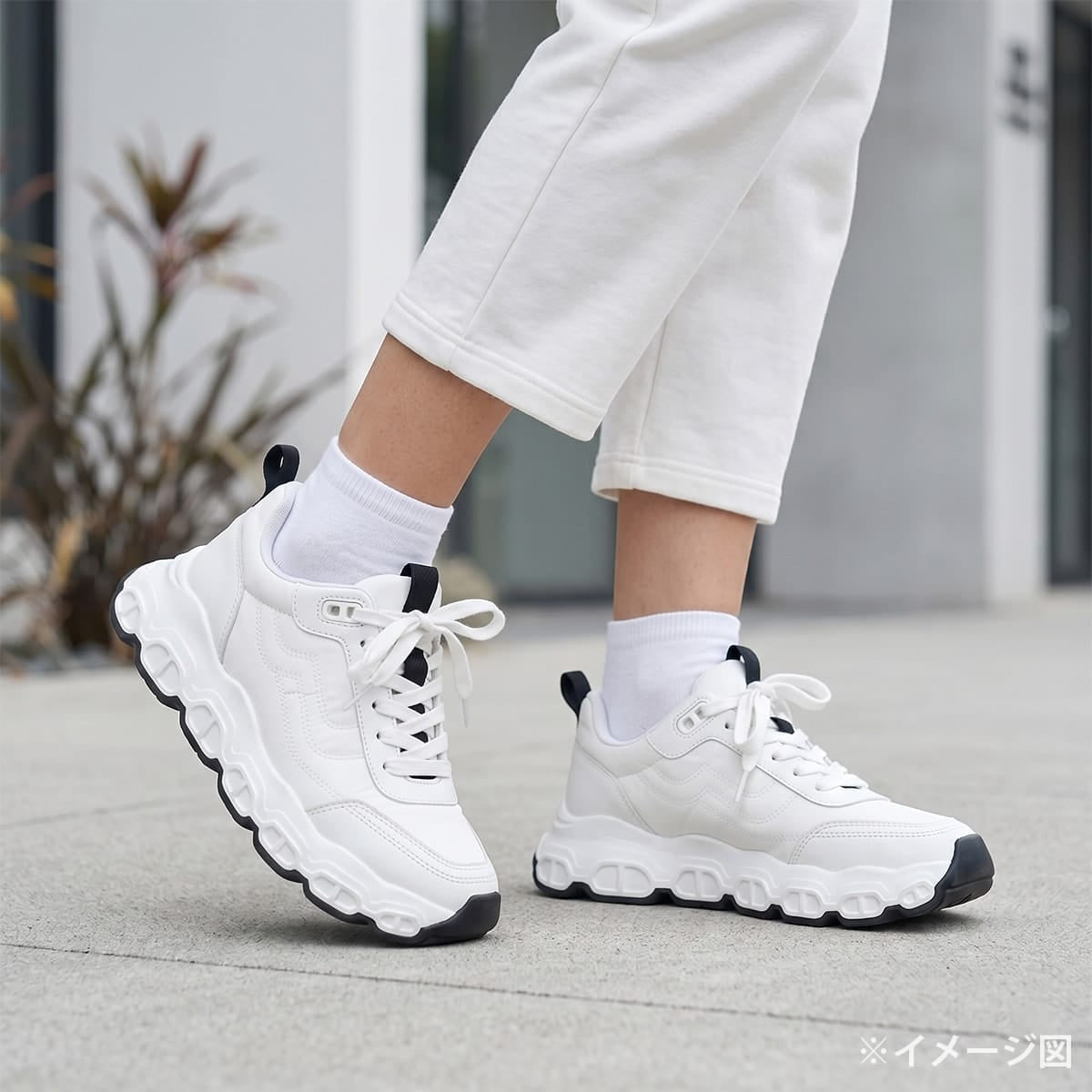 [Pre-loved] HERMES sneakers Ladies impulse Chaine D'ancre Blanc (White)/Noir (Black) Parachute Fabric / Calfskin ＃35[LIKE NEW][Authentic]