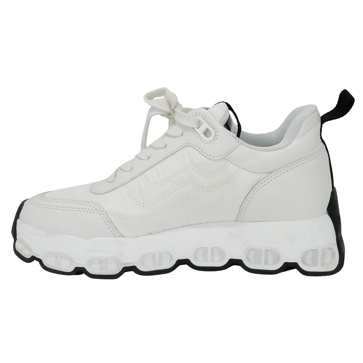 [Pre-loved] HERMES sneakers Ladies impulse Chaine D'ancre Blanc (White)/Noir (Black) Parachute Fabric / Calfskin ＃35[LIKE NEW][Authentic]