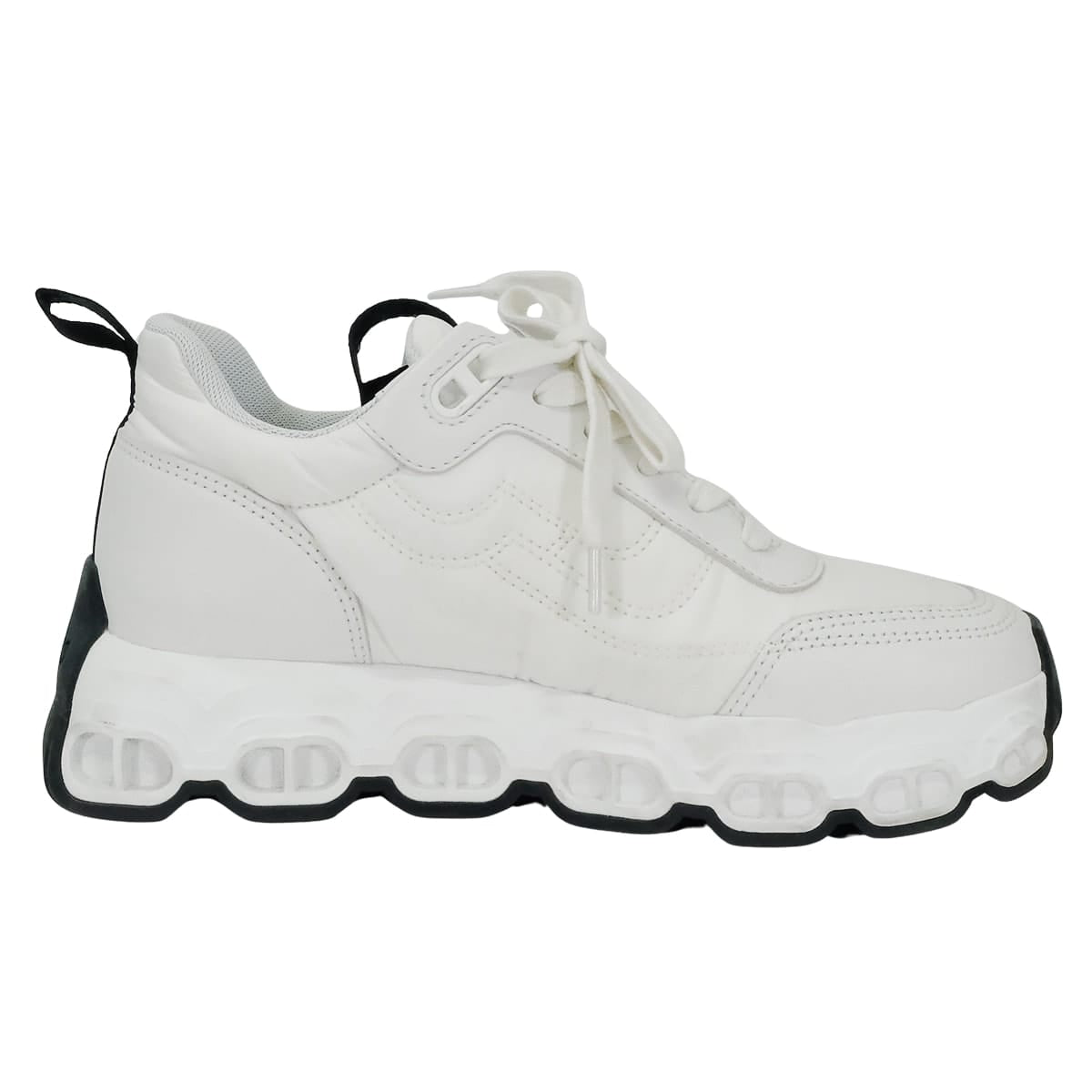 [Pre-loved] HERMES sneakers Ladies impulse Chaine D'ancre Blanc (White)/Noir (Black) Parachute Fabric / Calfskin ＃35[LIKE NEW][Authentic]