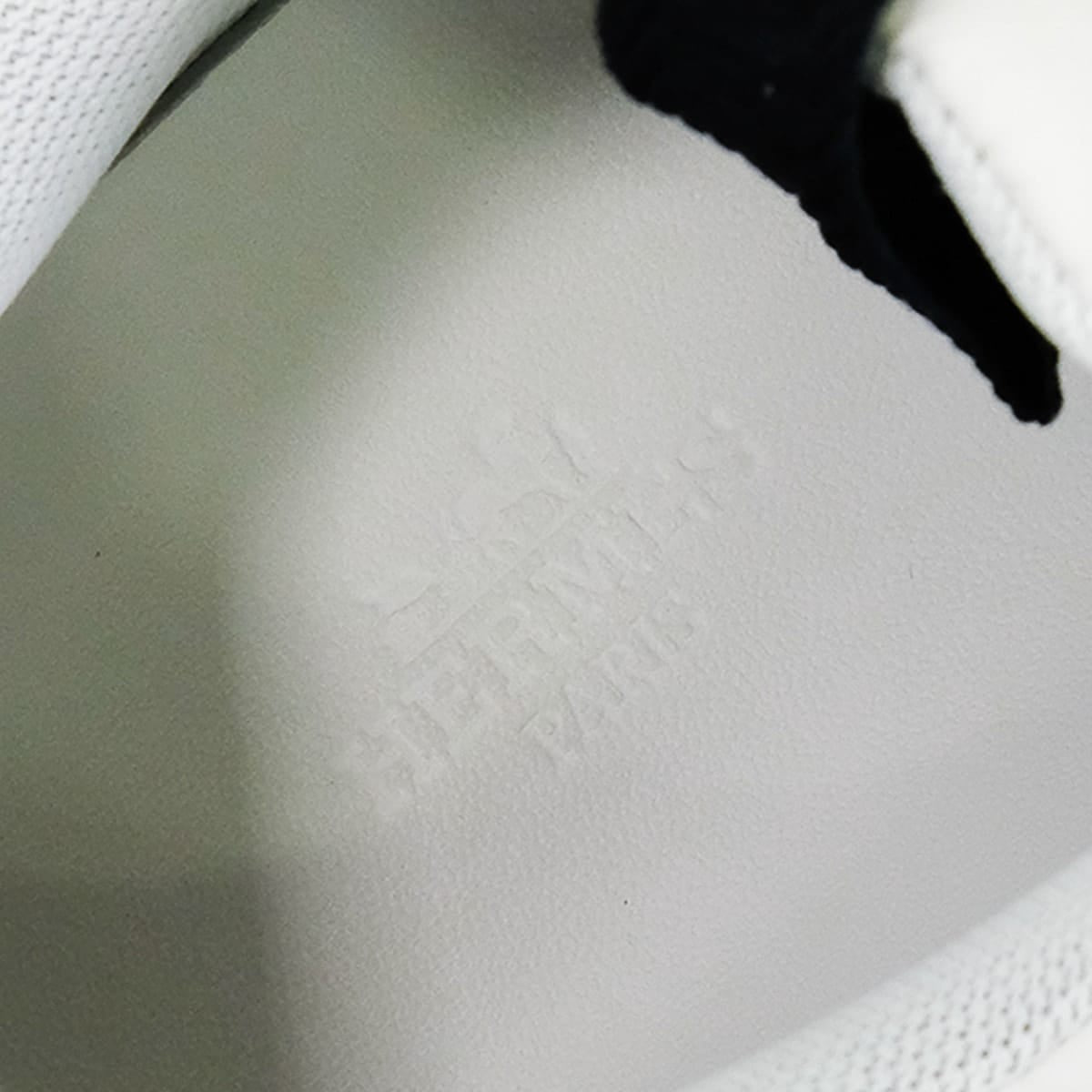 [Pre-loved] HERMES sneakers Ladies impulse Chaine D'ancre Blanc (White)/Noir (Black) Parachute Fabric / Calfskin ＃35[LIKE NEW][Authentic]