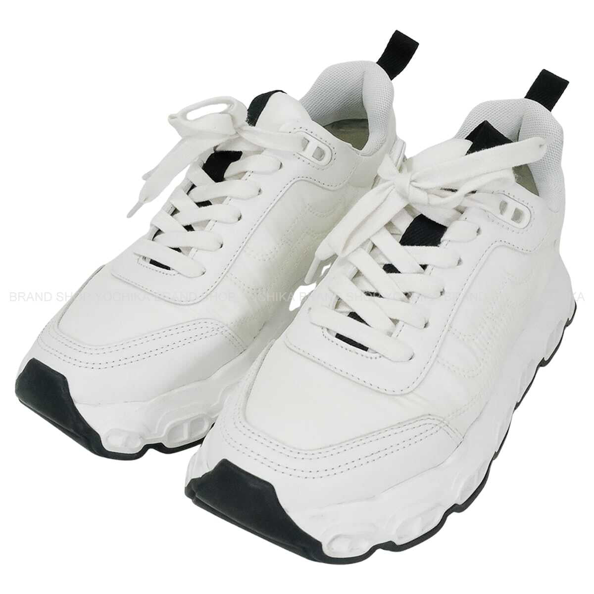 [Pre-loved] HERMES sneakers Ladies impulse Chaine D'ancre Blanc (White)/Noir (Black) Parachute Fabric / Calfskin ＃35[LIKE NEW][Authentic]