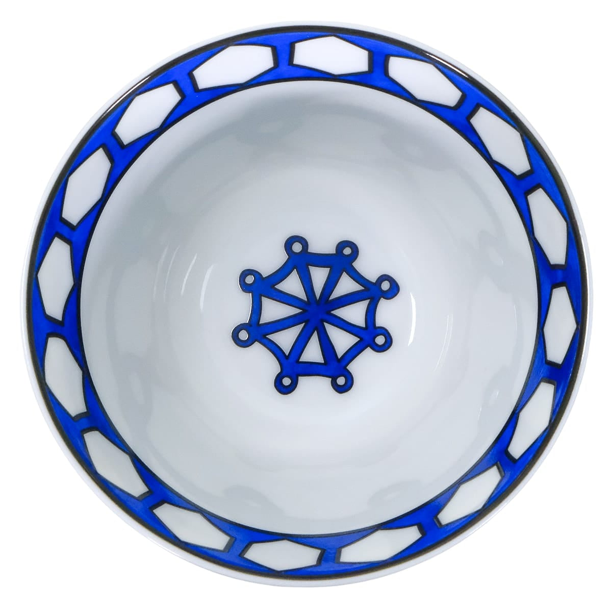 HERMES tableware Large bowl Assiette Bleus d'Ailleurs NO3 Blanc (White)/Blue Porcelain P030383P[EXCELLENT][Authentic]