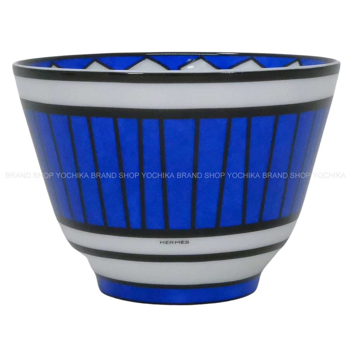 HERMES tableware Large bowl Assiette Bleus d'Ailleurs NO3 Blanc (White)/Blue Porcelain P030383P[EXCELLENT][Authentic]