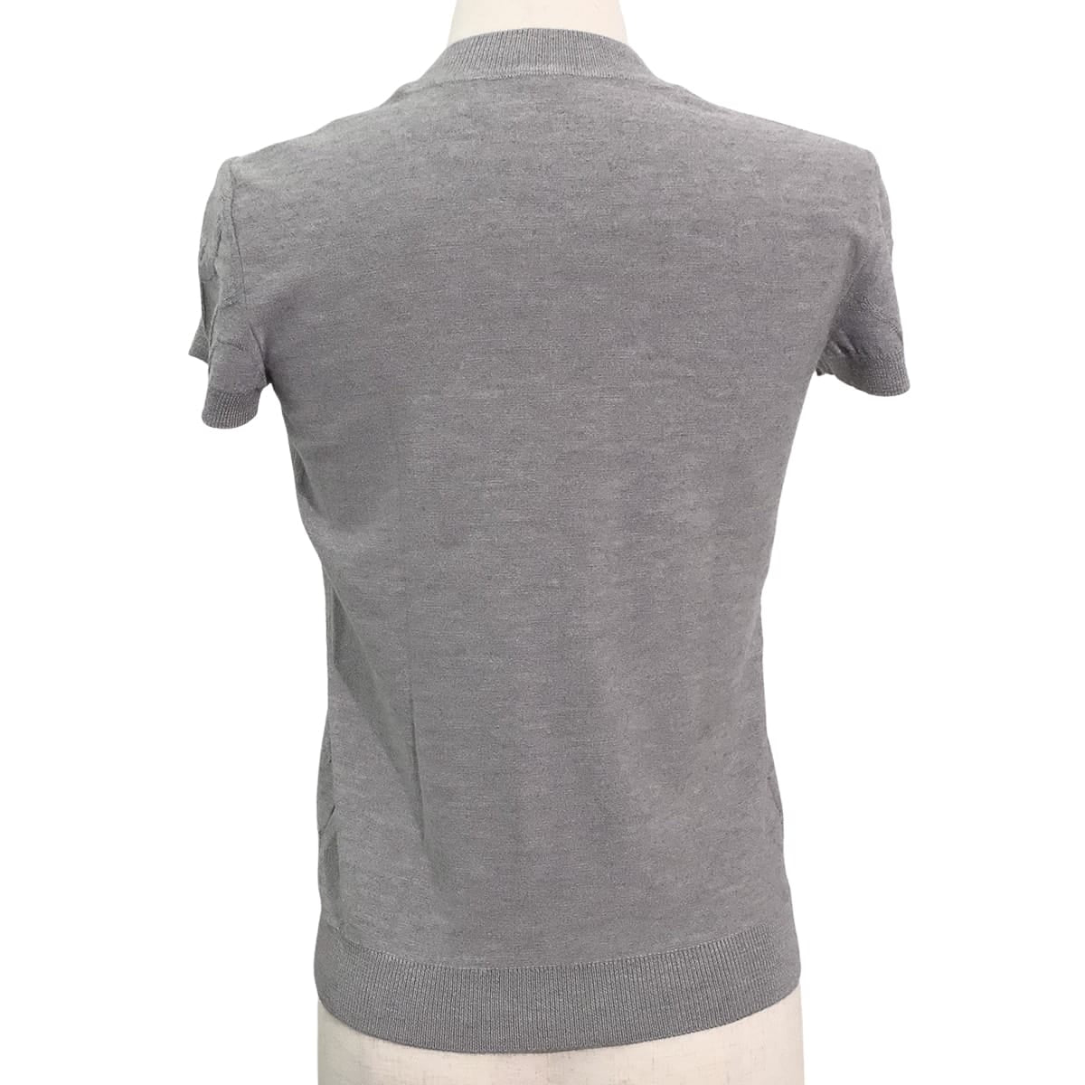 2020AW HERMES Knit Short Sleeve TORSADES Grey Silk/Cashmere/Polyamide #34[EXCELLENT][Authentic]
