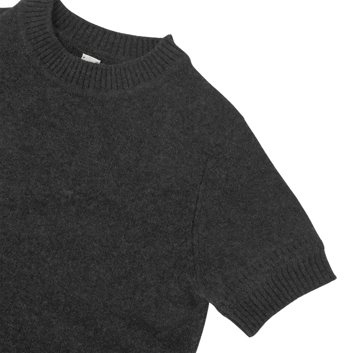 HERMES Knit Short Sleeve Sellier buttons Grey Cashmere #34 Silver HW[EXCELLENT][Authentic]