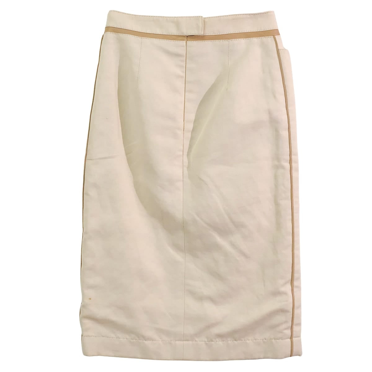 [Pre-loved] HERMES skirt Tight Slit Sellier button H Buckle Beige Cotton/Linen/Calfskin #34 Silver HW[LIKE NEW][Authentic]