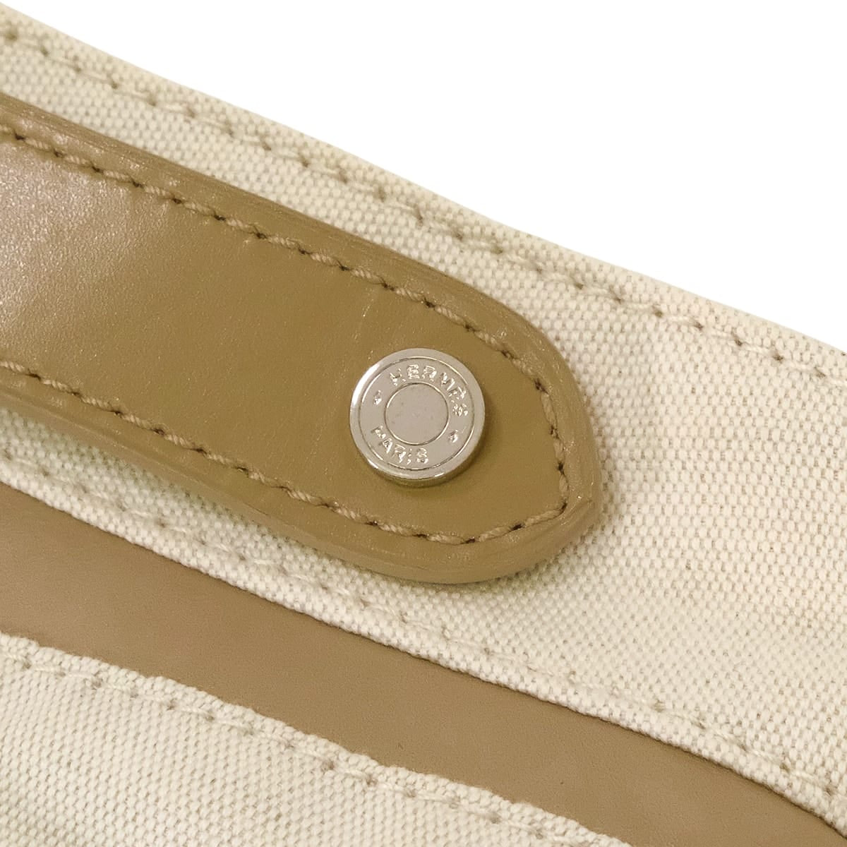 [Pre-loved] HERMES skirt Tight Slit Sellier button H Buckle Beige Cotton/Linen/Calfskin #34 Silver HW[LIKE NEW][Authentic]