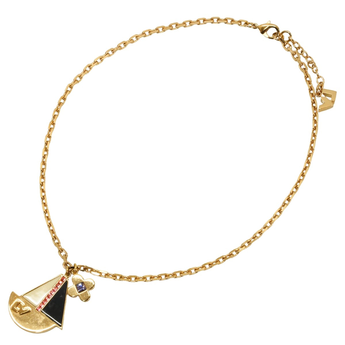 [Pre-loved] LOUIS VUITTON necklace Pendentif Float Your Boat Multicolor Gold plated/Lacquer M66608[LIKE NEW][Authentic]