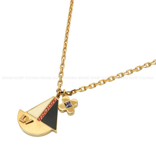 [Pre-loved] LOUIS VUITTON necklace Pendentif Float Your Boat Multicolor Gold plated/Lacquer M66608[LIKE NEW][Authentic]