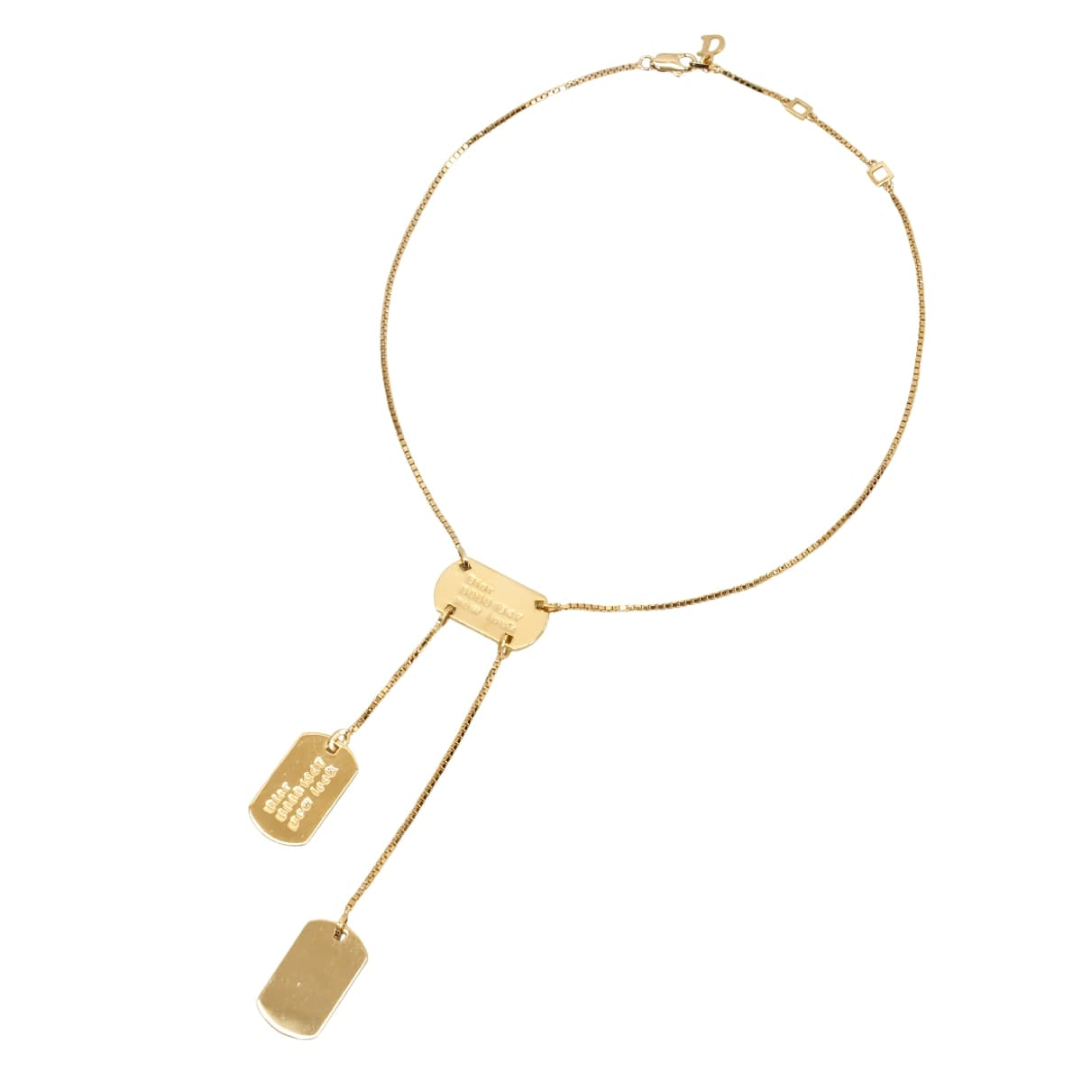 Dior necklace Dog Tag Pendant Gold Gold plated Gold HW[EXCELLENT][Authentic]