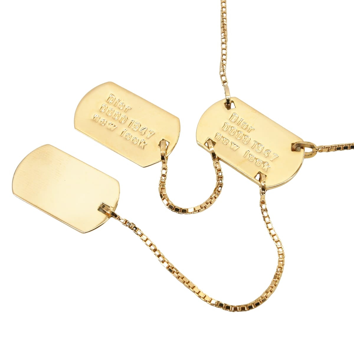 Dior necklace Dog Tag Pendant Gold Gold plated Gold HW[EXCELLENT][Authentic]