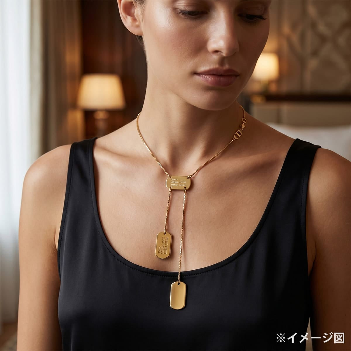 Dior necklace Dog Tag Pendant Gold Gold plated Gold HW[EXCELLENT][Authentic]