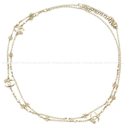 2023-24AW CHANEL necklace Long Costume Pearl COCO Mark Strass Camellia Blanc (White) Costume Pearl[EXCELLENT][Authentic]