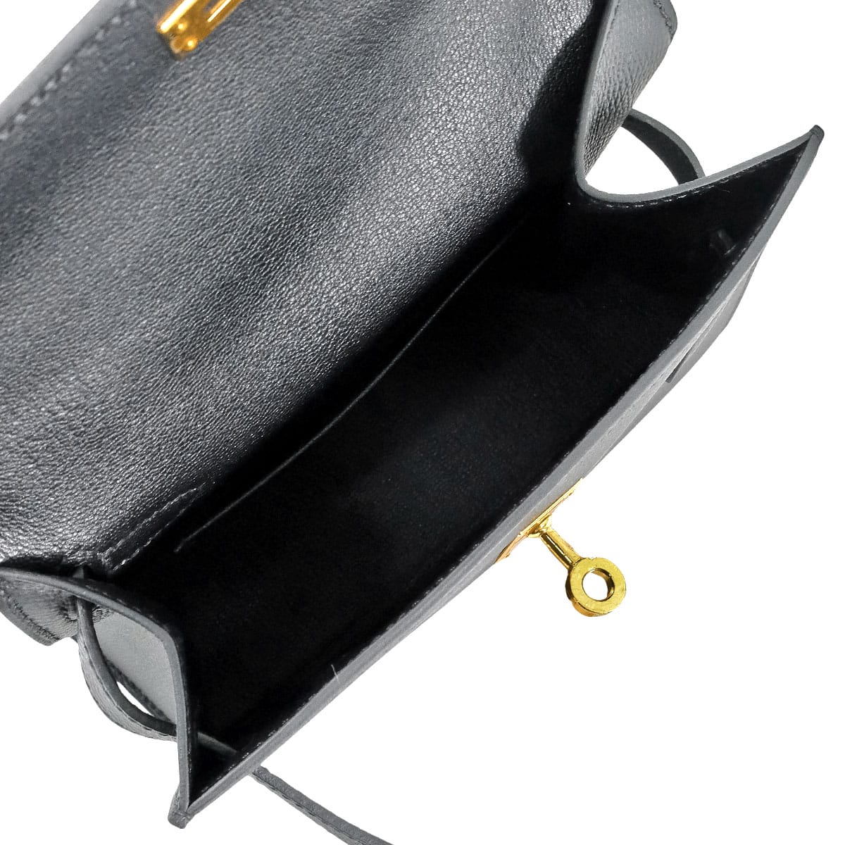 HERMES Shoulder bag Kelly mini 2 Kelly20 en Desordre Noir (Black) Veau Epsom Gold HW Stamp G[EXCELLENT][Authentic]