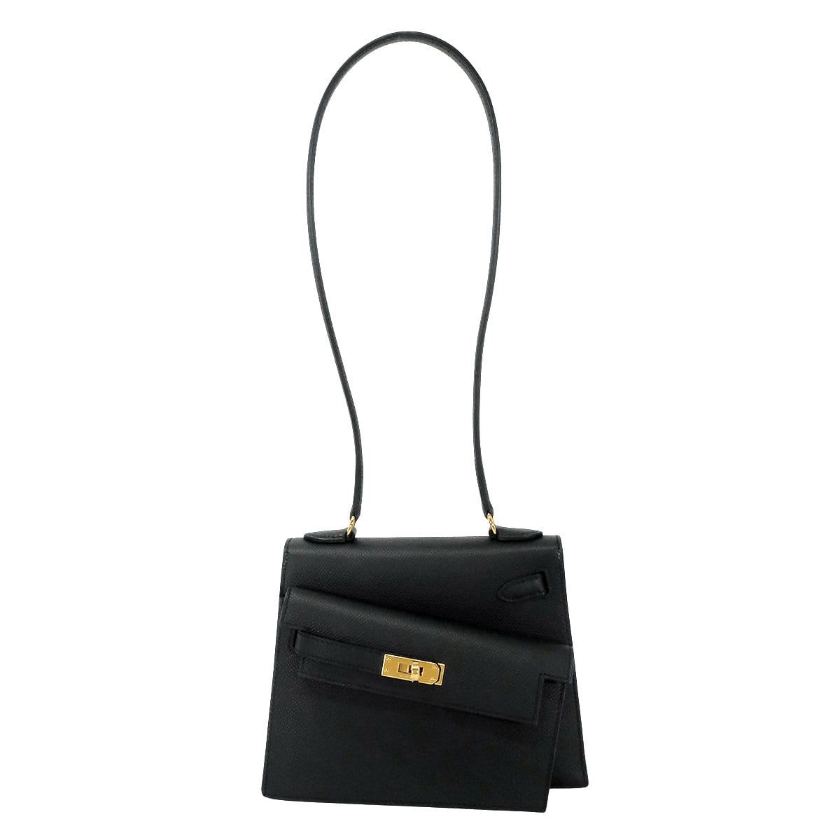 HERMES Shoulder bag Kelly mini 2 Kelly20 en Desordre Noir (Black) Veau Epsom Gold HW Stamp G[EXCELLENT][Authentic]