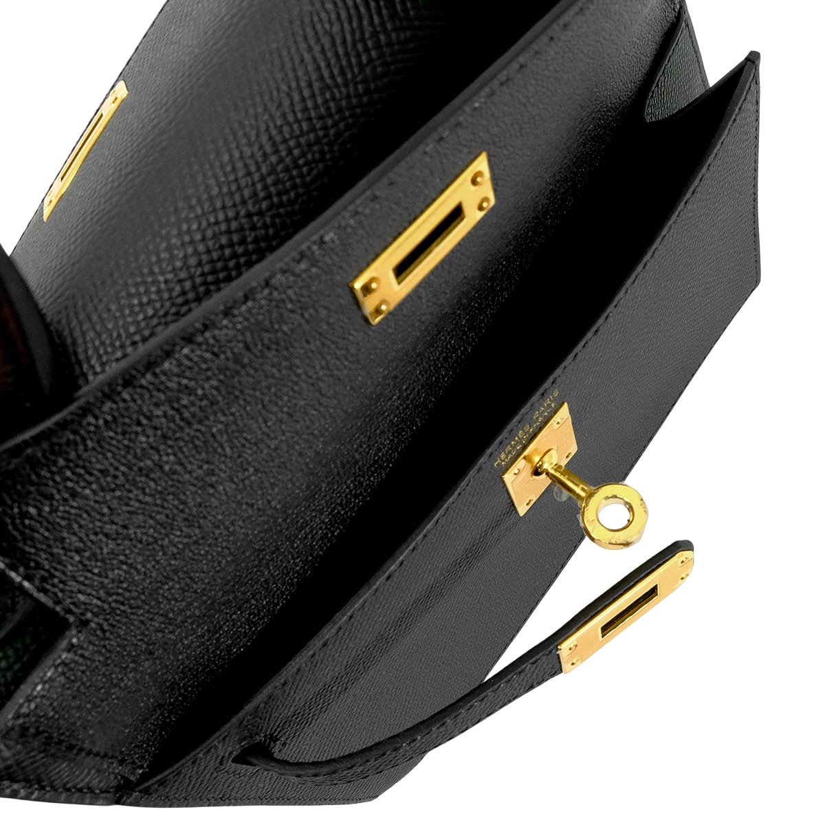 HERMES Shoulder bag Kelly mini 2 Kelly20 en Desordre Noir (Black) Veau Epsom Gold HW Stamp G[EXCELLENT][Authentic]